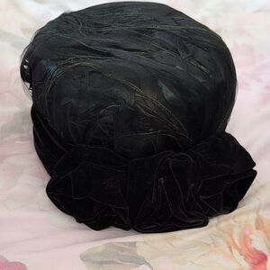 Chic Black Women's Hat with Velvet Bow
